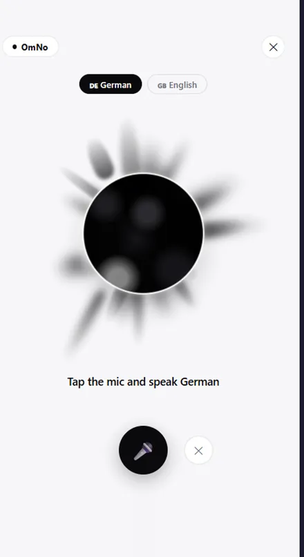 OMNO speaking practice — tap the mic and speak German